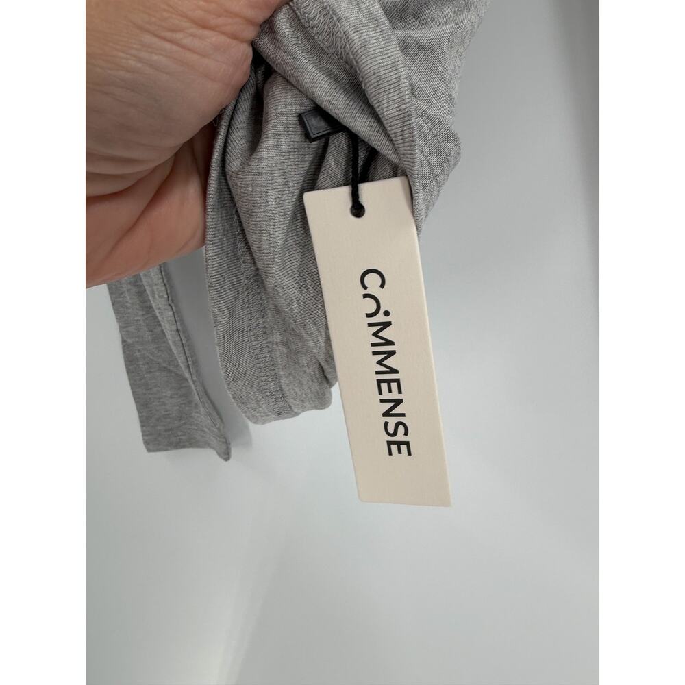 NWT Commense Light Grey Ruched Long Sleeve Top Size S Lettuce Mock Neck - Picture 7 of 8